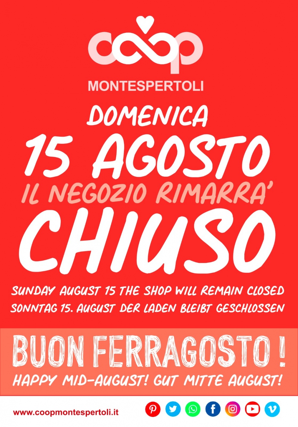 chiusura per Ferragosto